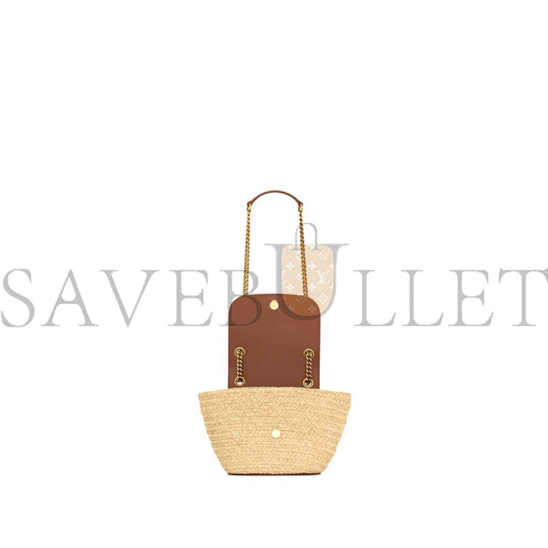 YSL MINI MANON IN RAFFIA AND AGED VEGETABLE-TANNED LEATHER 774269GAAED9051 (23*12*6cm) YSL MINI MANON IN RAFFIA AND AGED VEGETABLE-TANNED LEATHER 774269GAAED9051 (23*12*6cm)